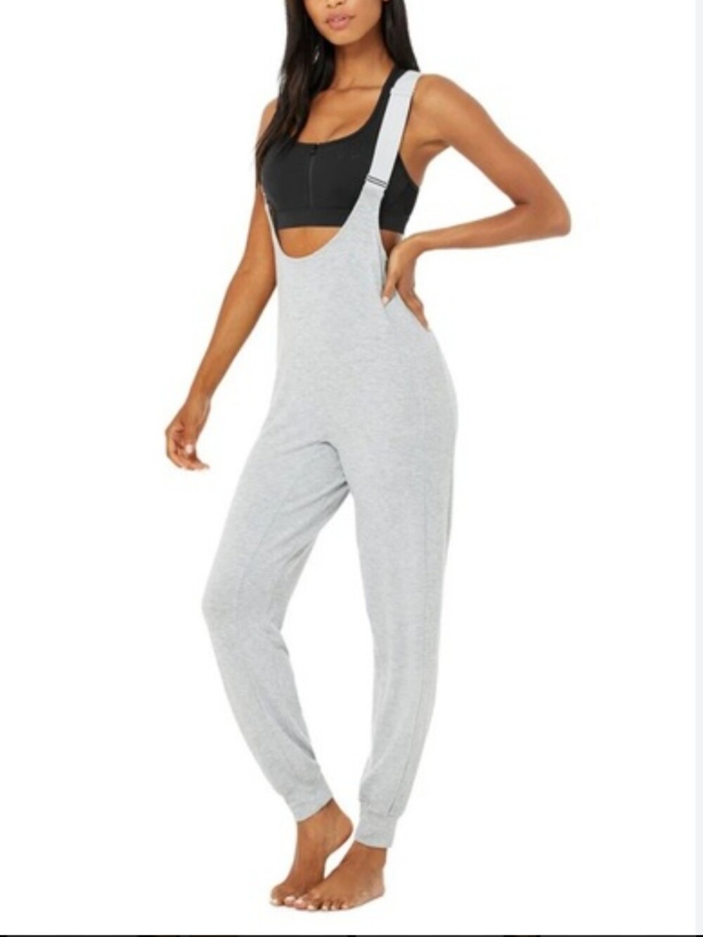Alo Yoga Layback Overalls Jumpsuit Dove Grey Small